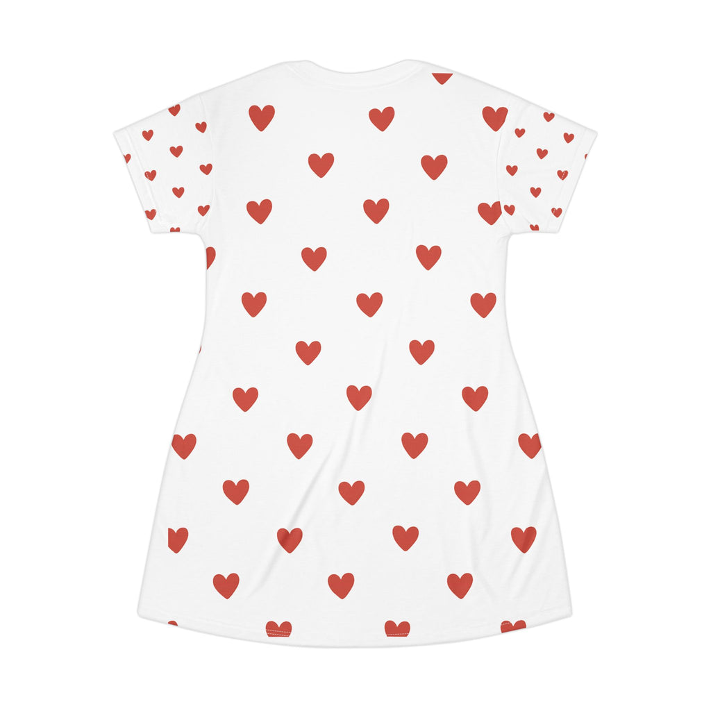 Heart Print T-Shirt Dress, Cute Casual Dress