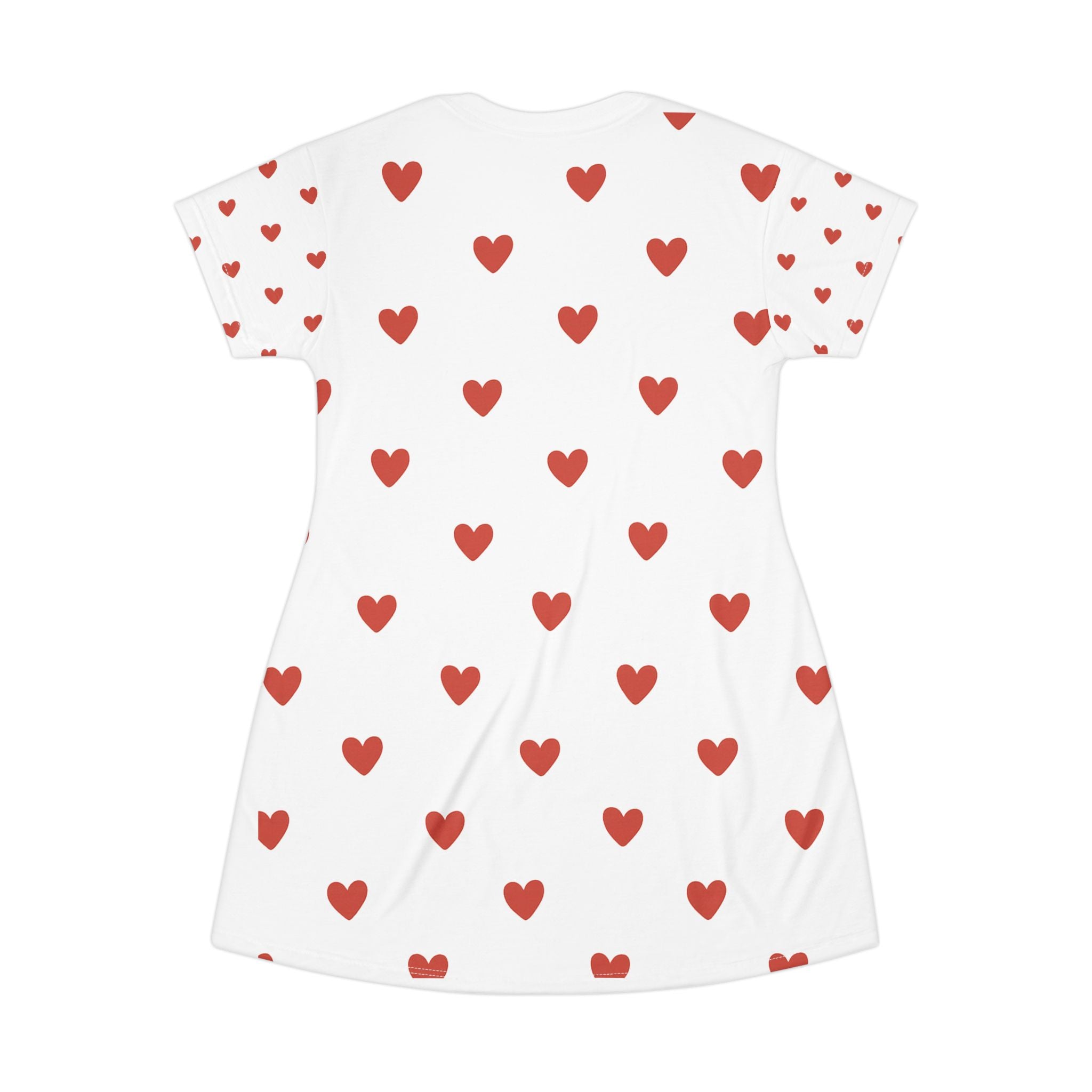 Heart Print T-Shirt Dress, Cute Casual Dress