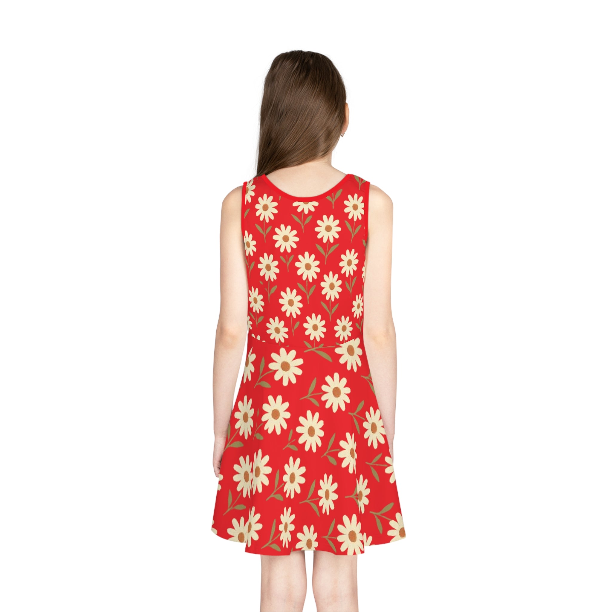 Red Floral Girls' Sundress, Summer Dress