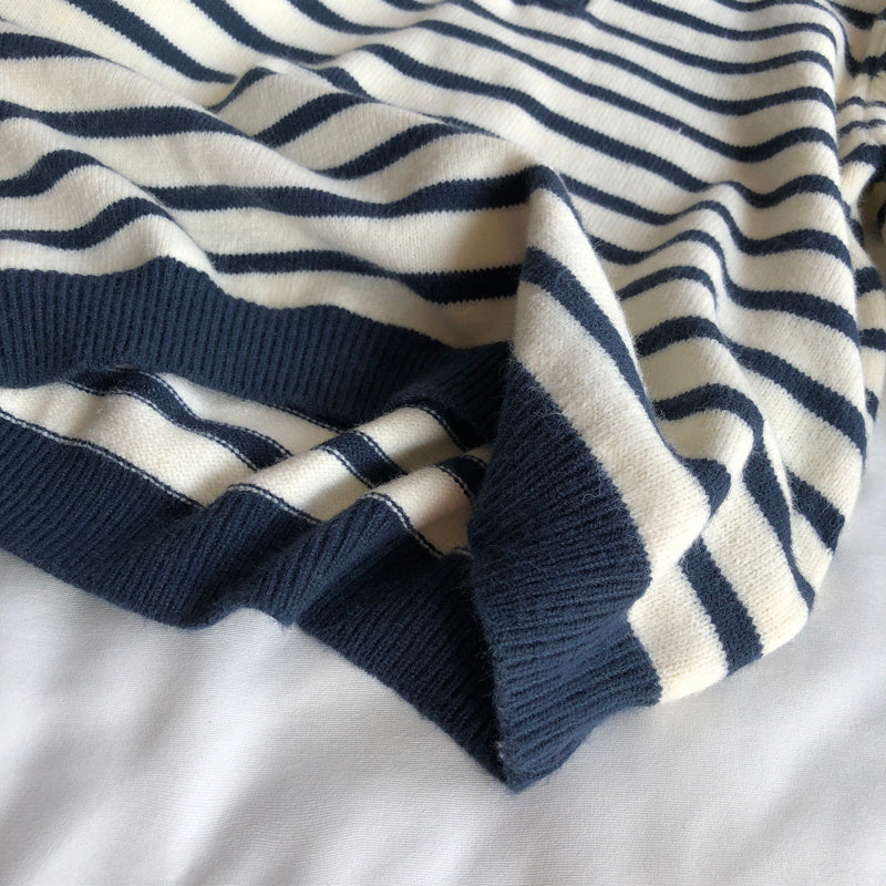 Women's Polo Collar Stripes Sweater