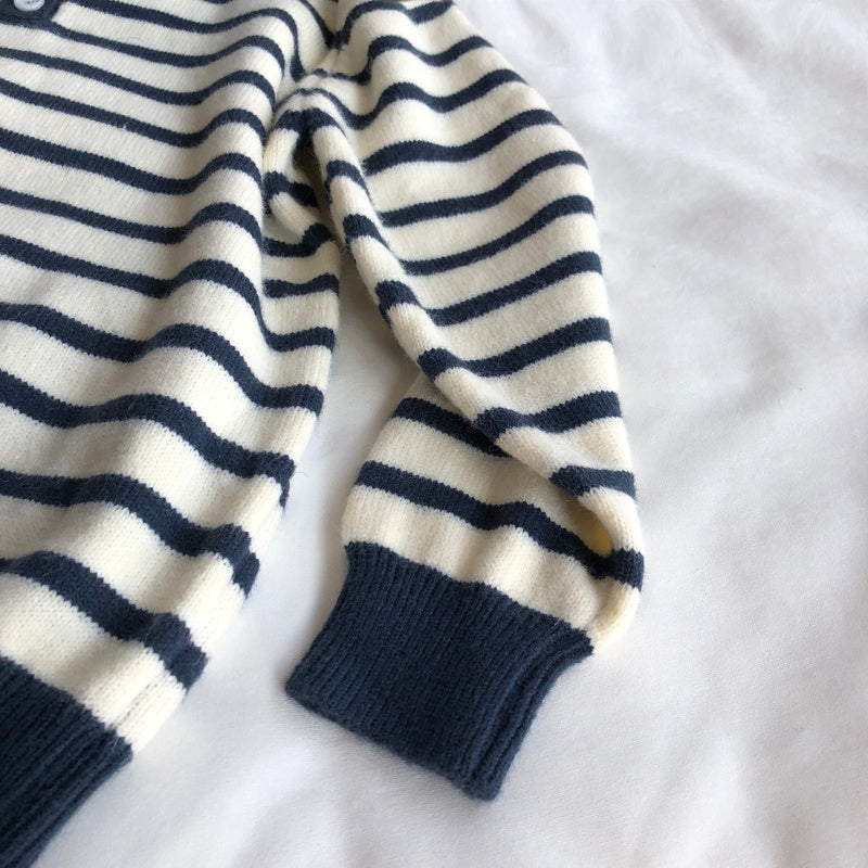 Women's Polo Collar Stripes Sweater