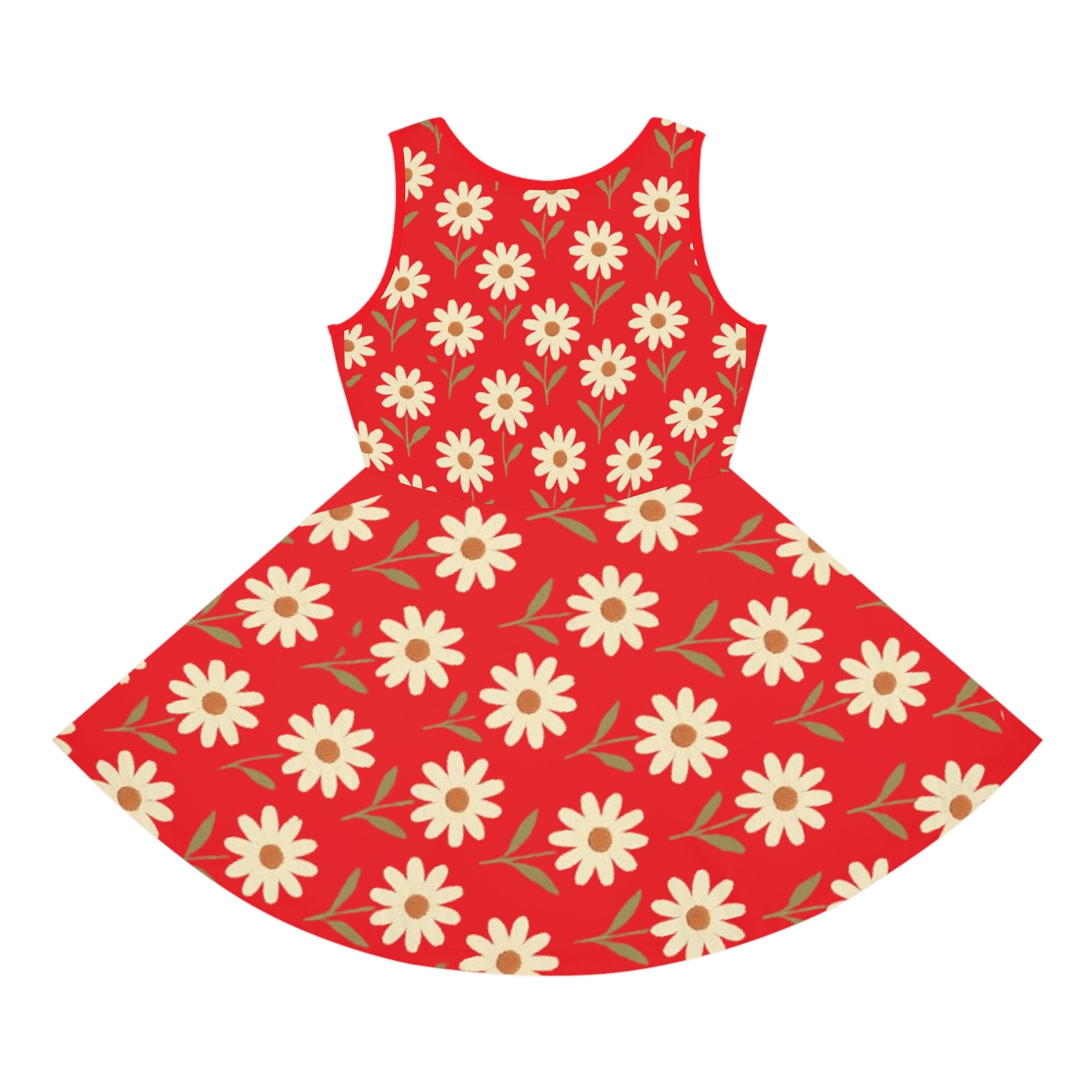 Red Floral Girls' Sundress, Summer Dress